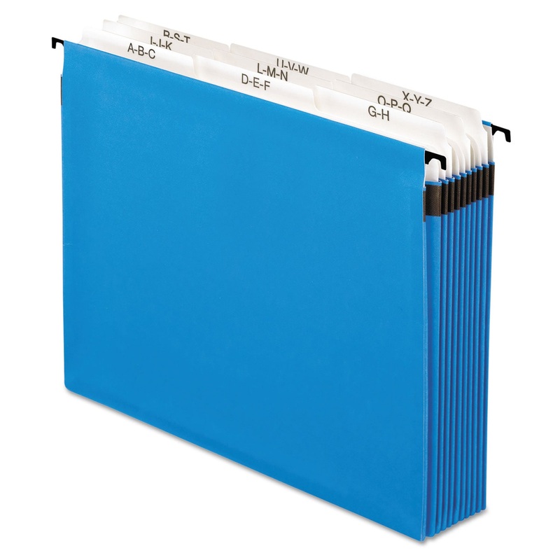 SUREHOOK NINE-SECTION HANGING FOLDER, LETTER SIZE, 8 DIVIDERS, 1/5-CUT TAB, BLUE
