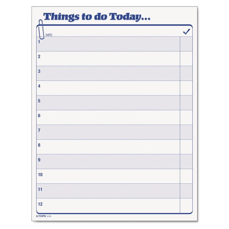 “Things To Do Today” Daily Agenda Pad, 8 1/2 X 11, 100 Forms