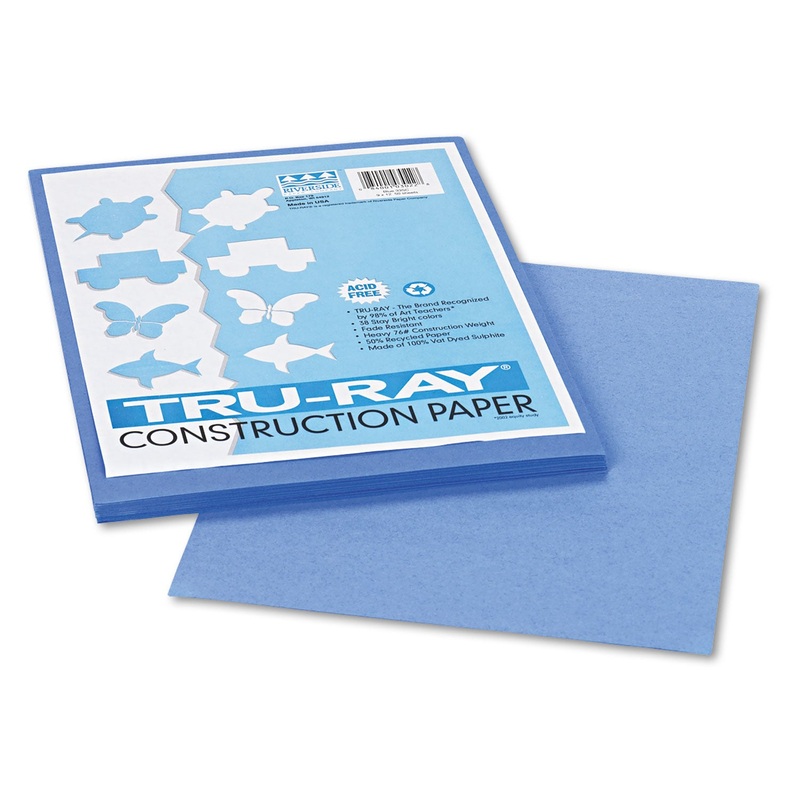TRU-RAY CONSTRUCTION PAPER, 76LB, 9 X 12, BLUE, 50/PACK