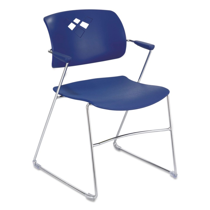 VEER FLEX BACK STACKING CHAIR, BLUE SEAT/BLUE BACK, CHROME BASE, 4/CARTON