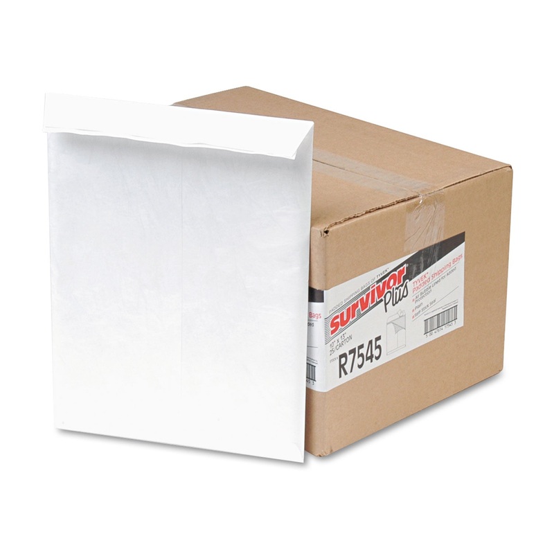 BUBBLE MAILER, DUPONT TYVEK, #13 1/2, SQUARE FLAP, SELF-ADHESIVE CLOSURE, 10 X 13, WHITE, 25/BOX