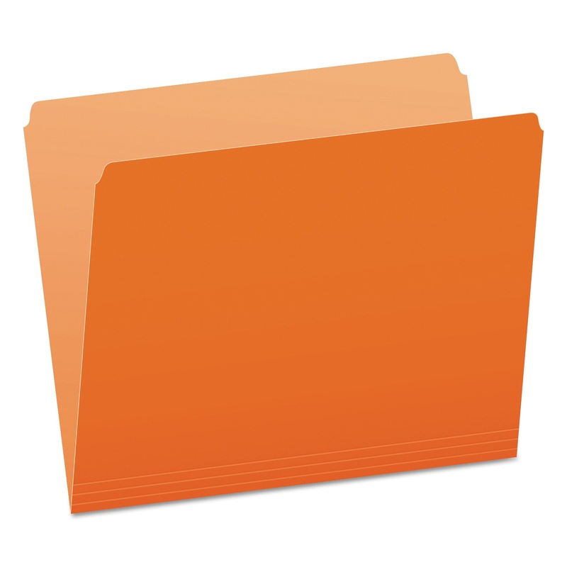 COLORED FILE FOLDERS, STRAIGHT TAB, LETTER SIZE, ORANGE/LIGHT ORANGE, 100/BOX