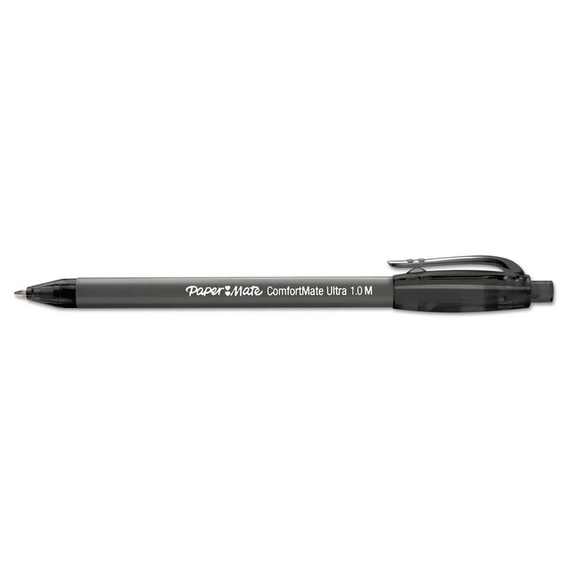 COMFORTMATE ULTRA RETRACTABLE BALLPOINT PEN, 1MM, BLACK INK/BARREL, DOZEN