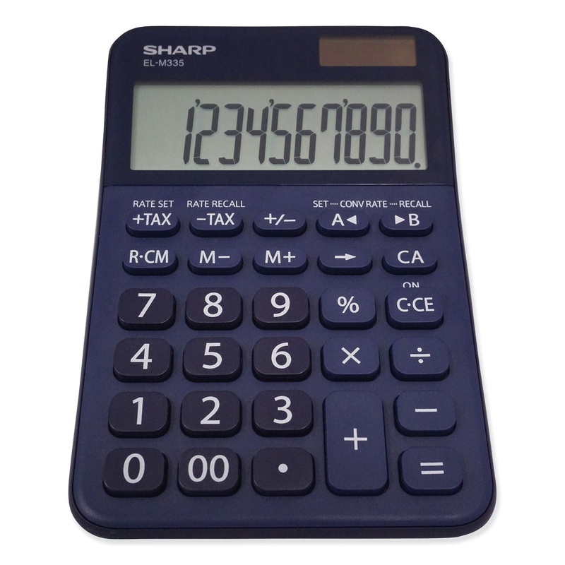 ELM335BBL DESKTOP CALCULATOR, 10-DIGIT LCD, BLUE