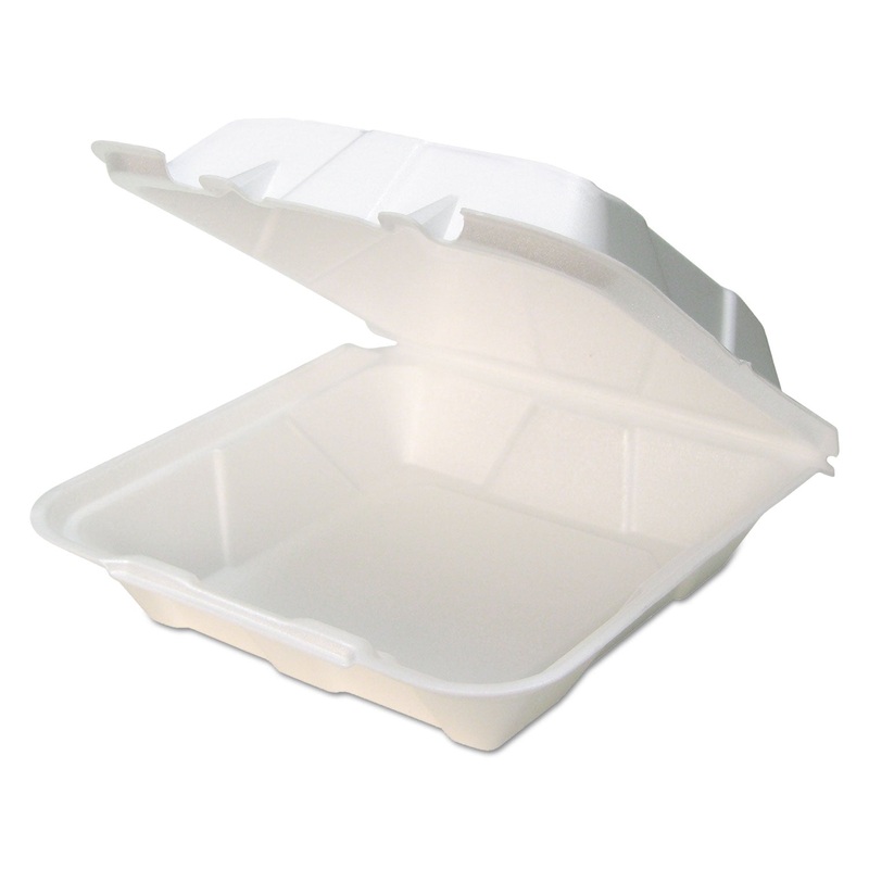 FOAM HINGED LID CONTAINERS, WHITE, 9 X 9 X 3.5, 150/CARTON