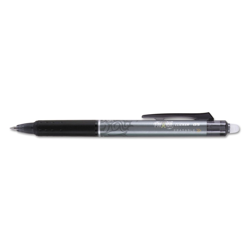 FRIXION CLICKER ERASABLE RETRACTABLE GEL PEN, 0.5MM, BLACK INK/BARREL, DOZEN