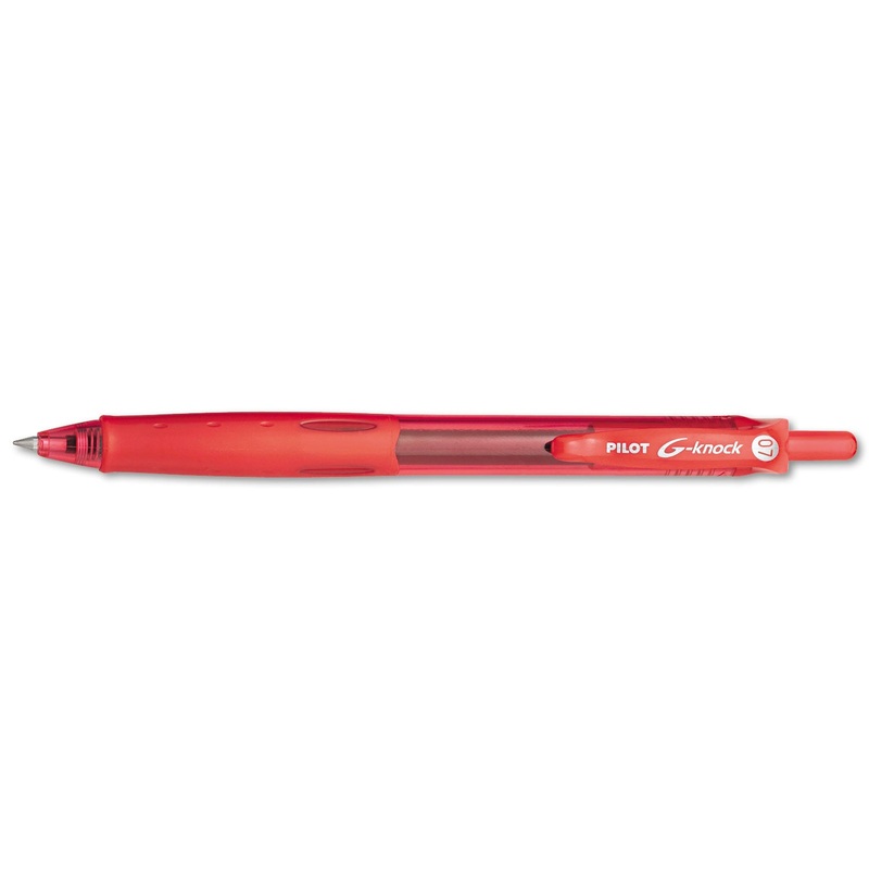 G-KNOCK BEGREEN RETRACTABLE GEL PEN, FINE 0.7MM, RED INK/BARREL, DOZEN
