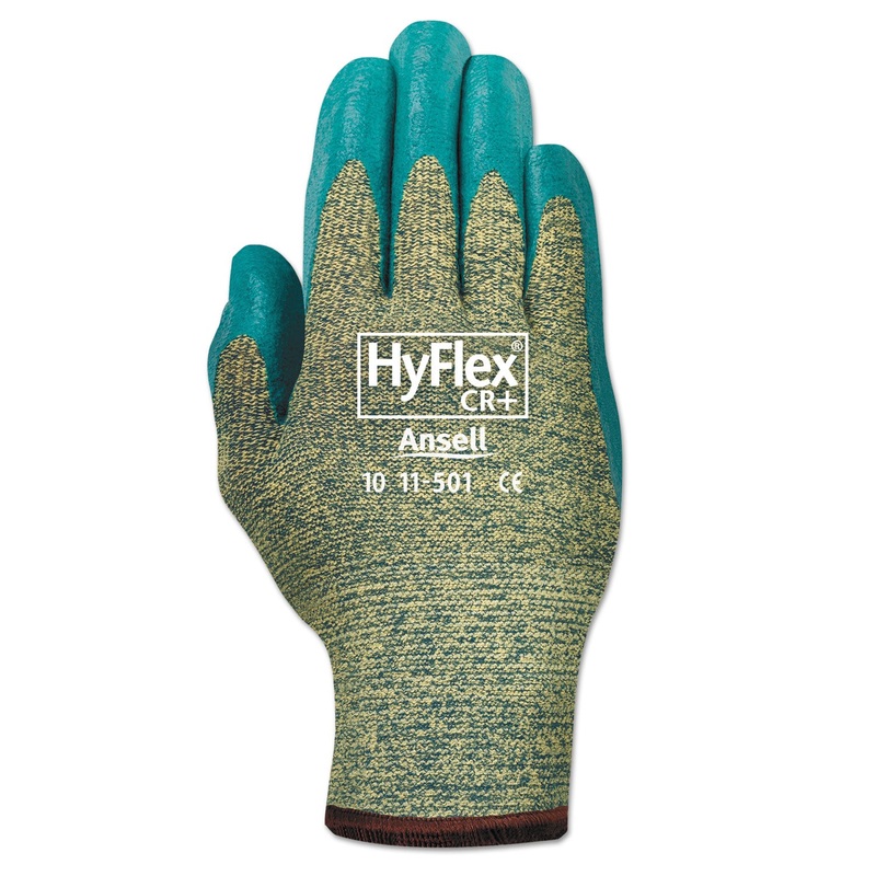 Hyflex 501 Medium-Duty Gloves, Size 8, Kevlar/nitrile, Blue/green, 12 Pairs