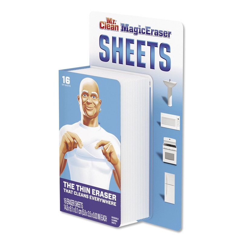 MAGIC ERASER SHEETS, 3 1/2″ X 5 4/5″ X 0.03″, WHITE, 16/PACK, 8 PACK/CARTON