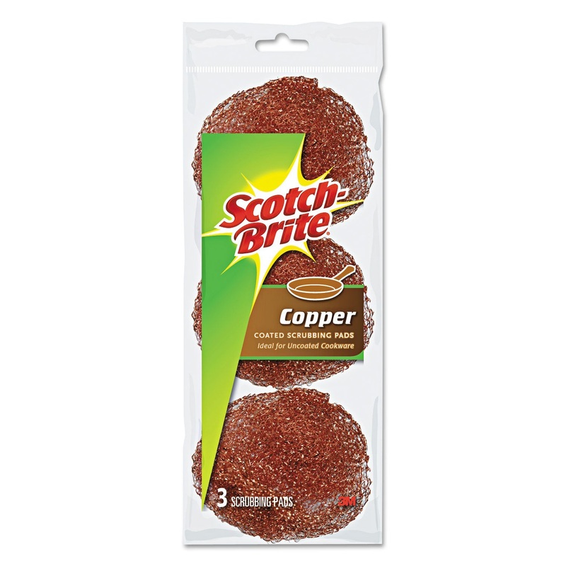 METAL SCRUBBING PADS, 2 1/2″ X 2 3/4″, COPPER COATED METAL, 3/PK, 8/ PKS/CT
