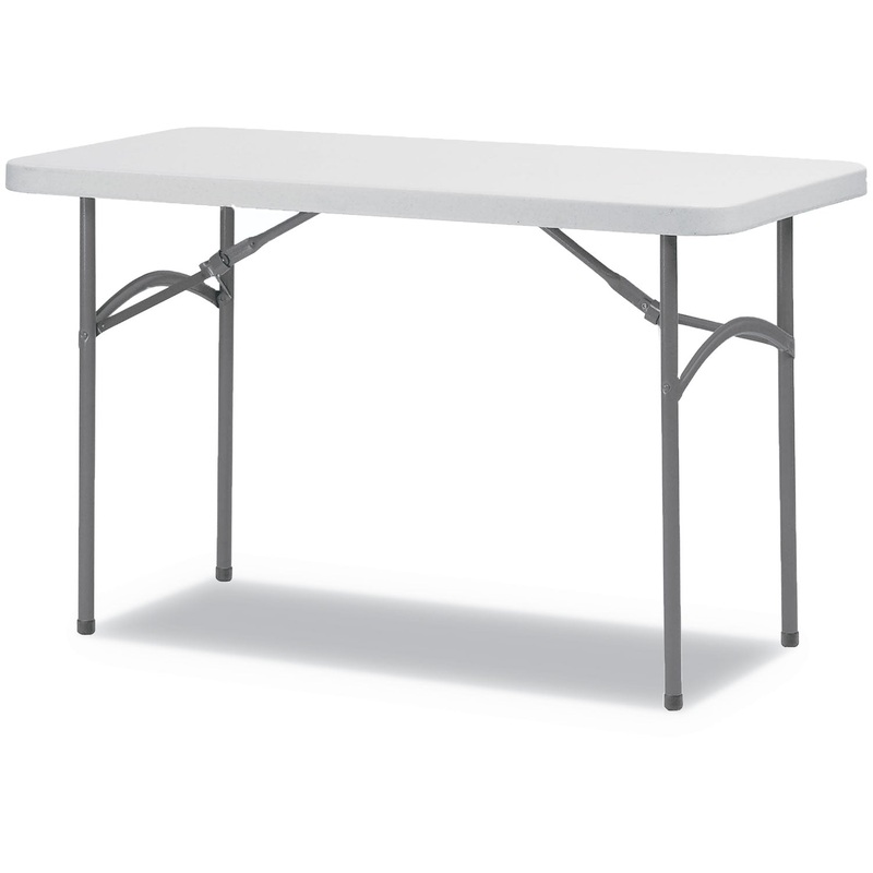 RECTANGULAR PLASTIC FOLDING TABLE, 48W X 24D X 29 1/4H, GRAY