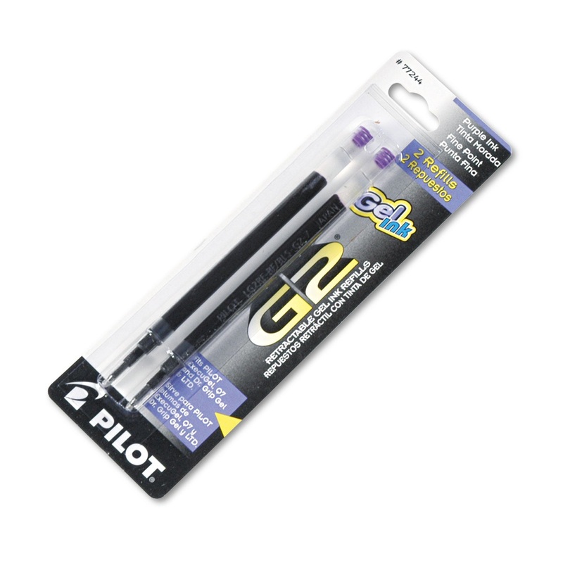 REFILL FOR PILOT GEL PENS, FINE POINT, PURPLE INK, 2/PACK
