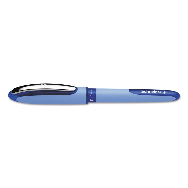 SCHNEIDER ONE HYBRID STICK ROLLER BALL PEN, 0.3MM, BLUE INK/BARREL, 10/BOX