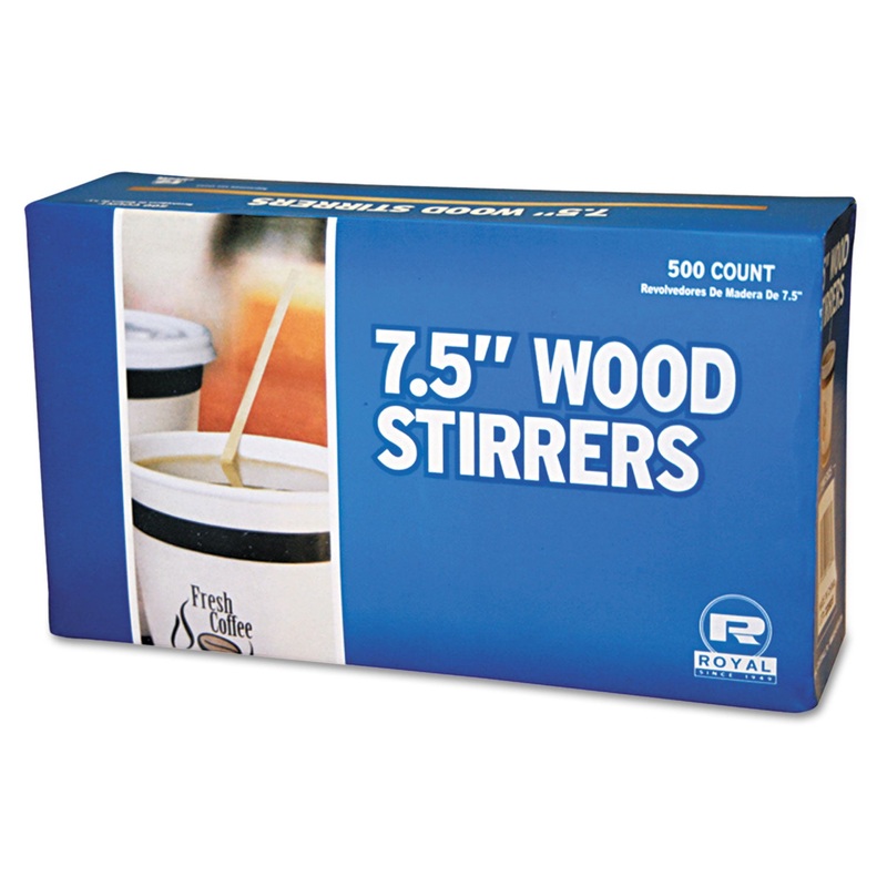 Wood Coffee Stirrers, 7 1/2″ Long, Woodgrain, 500 Stirrers/box, 10 Boxes/carton