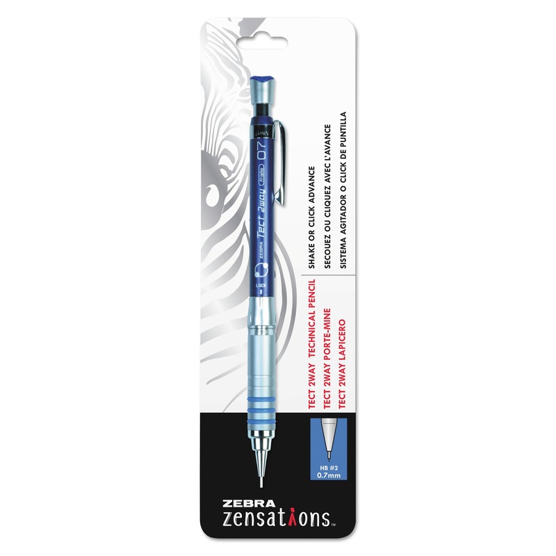 ZENSATIONS TECT 2WAY 1000 TECHNICAL PENCIL, 0.7 MM, HB (#2), BLACK LEAD, BLUE BARREL
