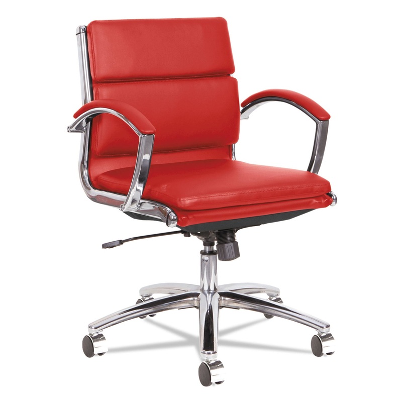 ALERA NERATOLI LOW-BACK SLIM PROFILE CHAIR, SUPPORTS UP TO 275 LBS., RED SEAT/RED BACK, CHROME BASE