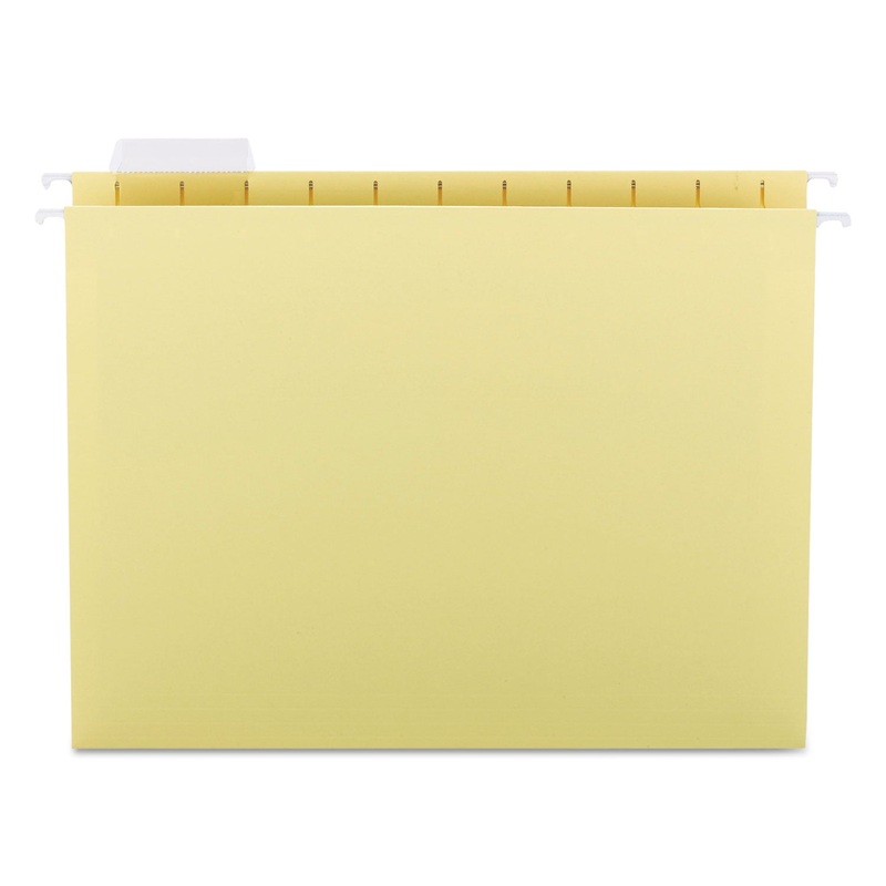 COLORED HANGING FILE FOLDERS, LETTER SIZE, 1/5-CUT TAB, YELLOW, 25/BOX
