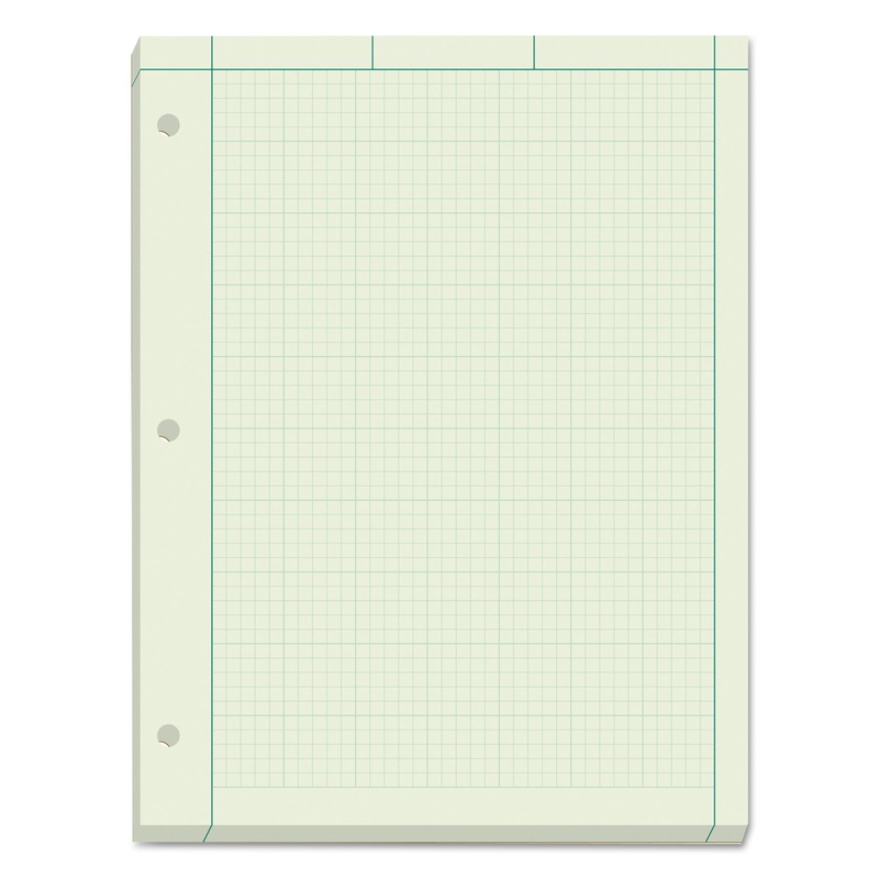 ENGINEERING COMPUTATION PADS, 5 SQ/IN QUADRILLE RULE, 8.5 X 11, GREEN TINT, 200 SHEETS