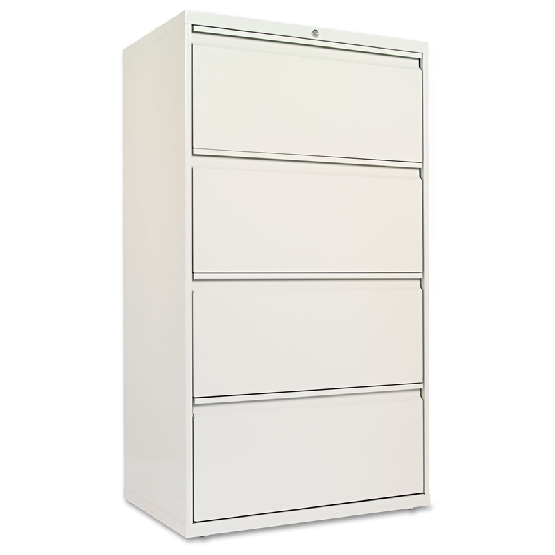 FOUR-DRAWER LATERAL FILE CABINET, 30W X 18D X 52.5H, LIGHT GRAY