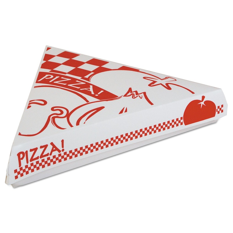 LOCK-CORNER PIZZA BOXES, CARDBOARD, FOR 8″ SLICES, WHITE/RED, 400/CARTON