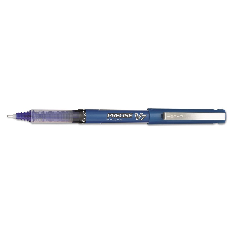 PRECISE V7 STICK ROLLER BALL PEN, FINE 0.7MM, BLUE INK/BARREL, DOZEN