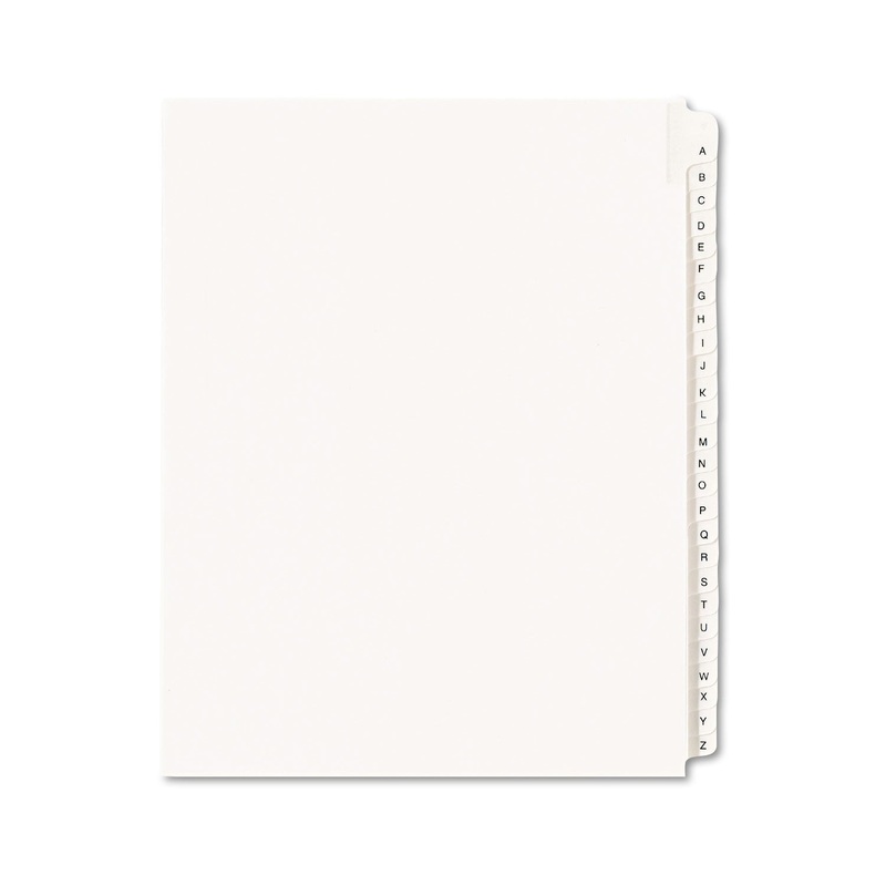 PREPRINTED LEGAL EXHIBIT SIDE TAB INDEX DIVIDERS, ALLSTATE STYLE, 26-TAB, A TO Z, 11 X 8.5, WHITE, 1 SET