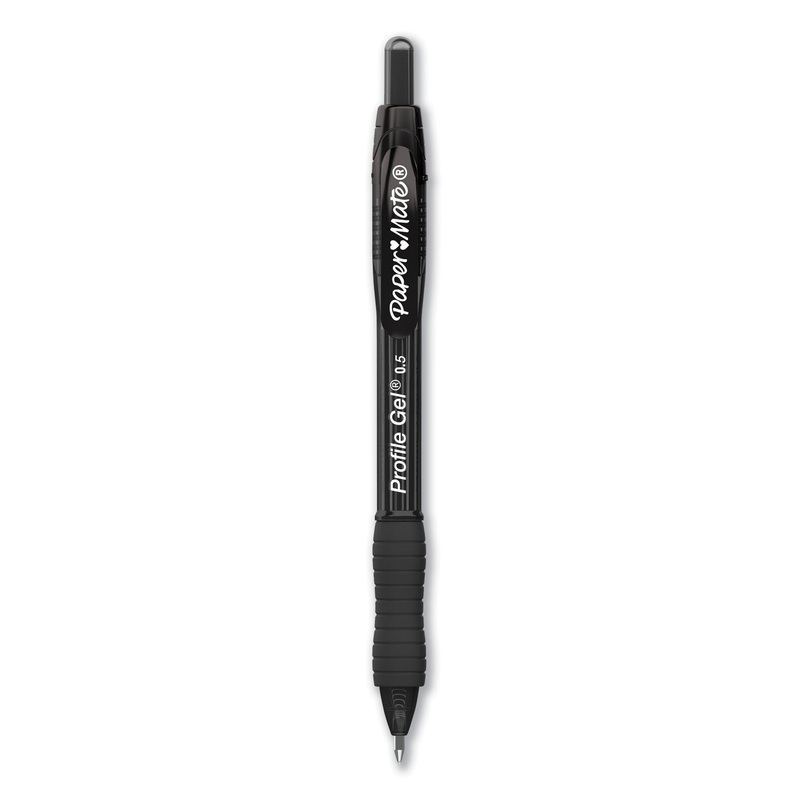 PROFILE RETRACTABLE GEL PEN, FINE 0.5 MM, BLACK INK, TRANSLUCENT BLACK BARREL, DOZEN