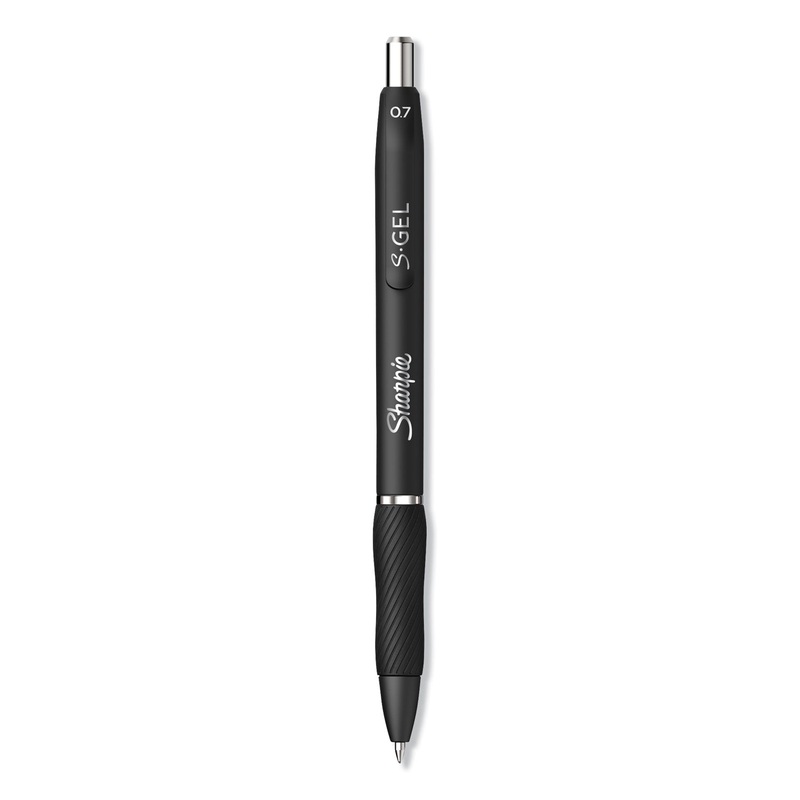 S GEL PEN, MEDIUM 0.7 MM, BLACK INK, BLACK BARREL, 36/PACK