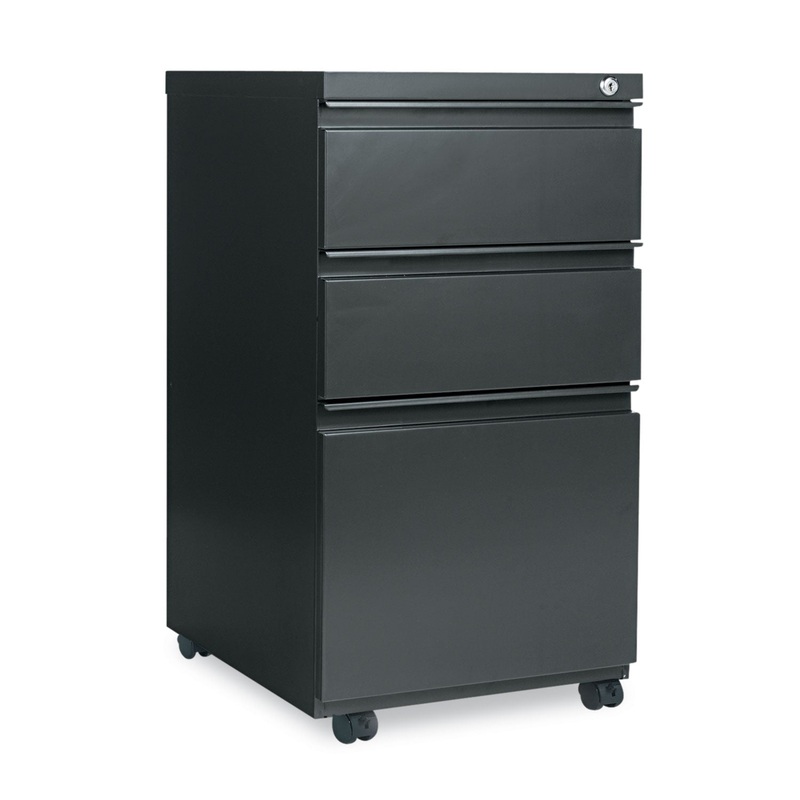 THREE-DRAWER METAL PEDESTAL FILE WITH FULL-LENGTH PULL, 14.96W X 19.29D X 27.75H, CHARCOAL