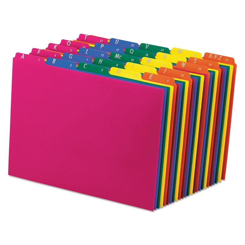 Top Tab File Guides, Alpha/a-Z 1/5 Tab, Polypropylene, Letter, 25/set