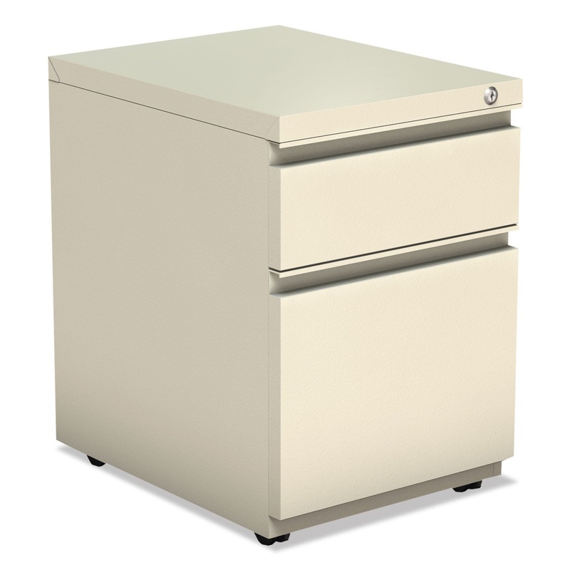 TWO-DRAWER METAL PEDESTAL BOX FILE WITH FULL-LENGTH PULL, 14.96W X 19.29D X 21.65H, PUTTY
