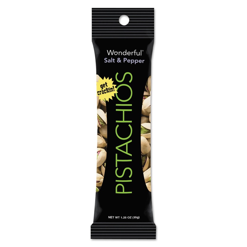 WONDERFUL PISTACHIOS, DRY ROASTED AND SALTED, 5 OZ, 8/BOX