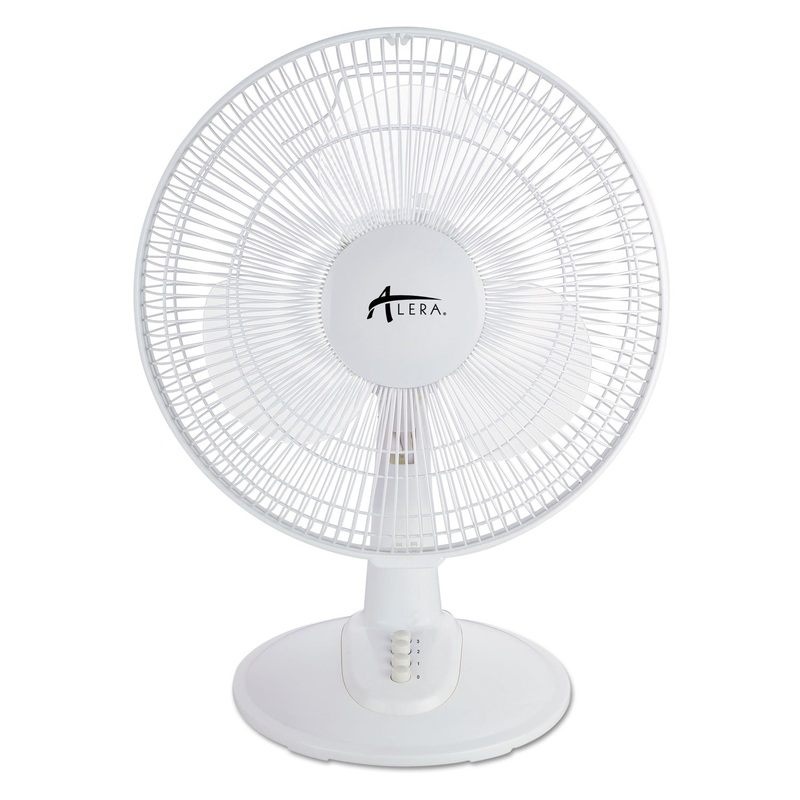12″ 3-Speed Oscillating Desk Fan, Plastic, White