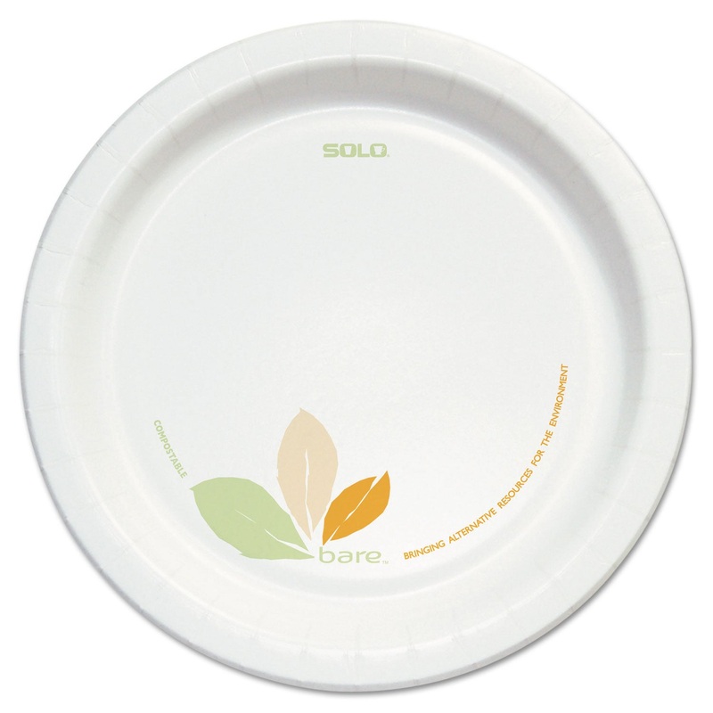 Bare Clay-Coated Paper Dinnerware, Plate, 8.5″, Green/tan, 125/pack, 2 Packs