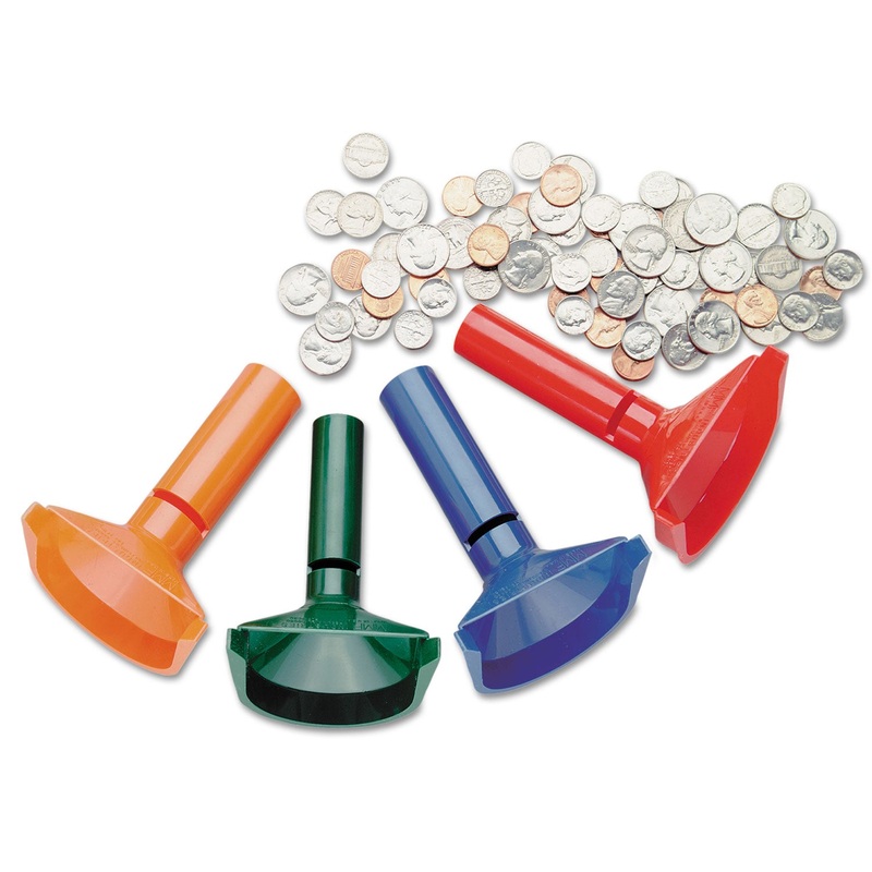 Color-Coded Coin Counting Tubes F/pennies Through Quarters