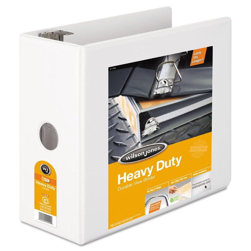 HEAVY-DUTY D-RING VIEW BINDER WITH EXTRA-DURABLE HINGE, 3 RINGS, 5″ CAPACITY, 11 X 8.5, WHITE