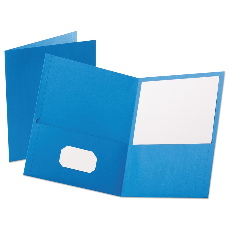 LEATHERETTE TWO POCKET PORTFOLIO, 8 1/2″ X 11″, LIGHT BLUE, 10/PK