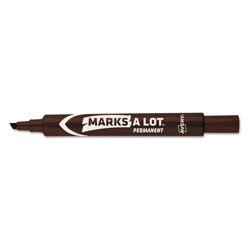 MARKS A LOT LARGE DESK-STYLE PERMANENT MARKER, BROAD CHISEL TIP, BROWN, DOZEN