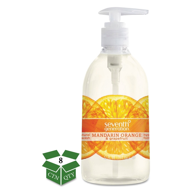 Natural Hand Wash, Mandarin Orange & Grapefruit, 12 Oz Pump Bottle, 8/carton