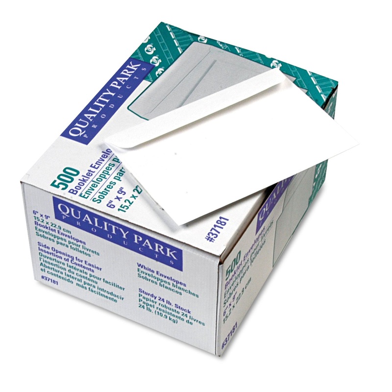 OPEN-SIDE BOOKLET ENVELOPE, #6 1/2, HUB FLAP, GUMMED CLOSURE, 6 X 9, WHITE, 500/BOX
