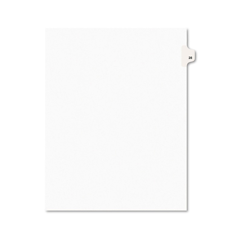 PREPRINTED LEGAL EXHIBIT SIDE TAB INDEX DIVIDERS, AVERY STYLE, 10-TAB, 28, 11 X 8.5, WHITE, 25/PACK