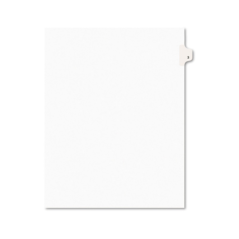 PREPRINTED LEGAL EXHIBIT SIDE TAB INDEX DIVIDERS, AVERY STYLE, 10-TAB, 3, 11 X 8.5, WHITE, 25/PACK