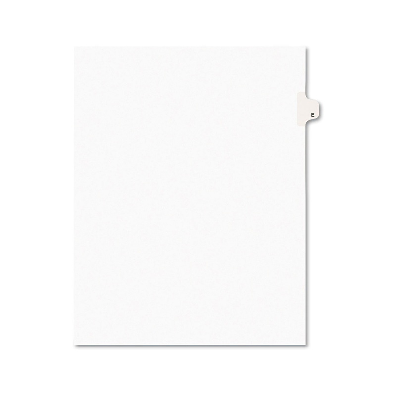 PREPRINTED LEGAL EXHIBIT SIDE TAB INDEX DIVIDERS, AVERY STYLE, 26-TAB, E, 11 X 8.5, WHITE, 25/PACK