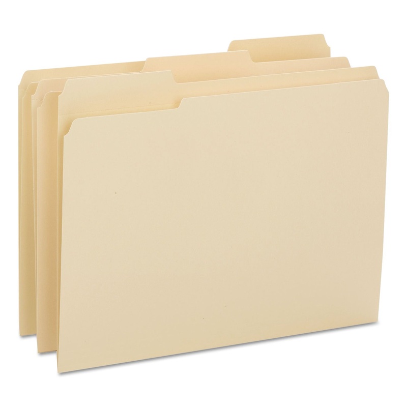 REINFORCED TAB MANILA FILE FOLDERS, 1/3-CUT TABS, LETTER SIZE, 14 PT. MANILA, 100/BOX