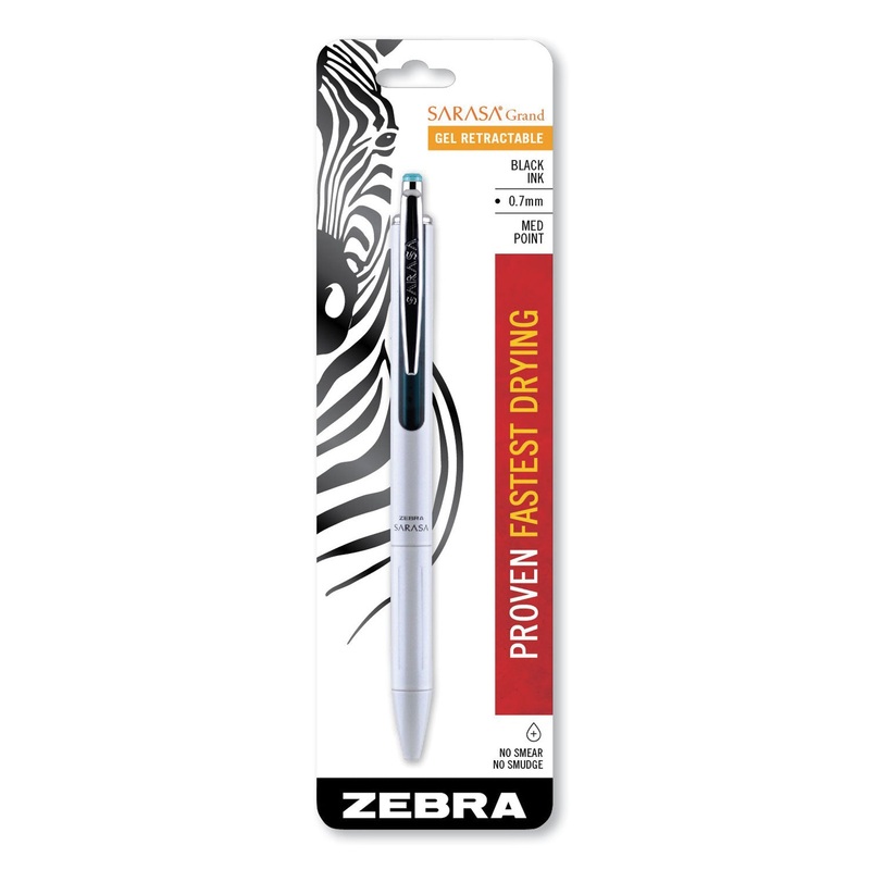 SARASA GRAND RETRACTABLE GEL PEN, MEDIUM 0.7 MM, BLACK INK, WHITE BARREL