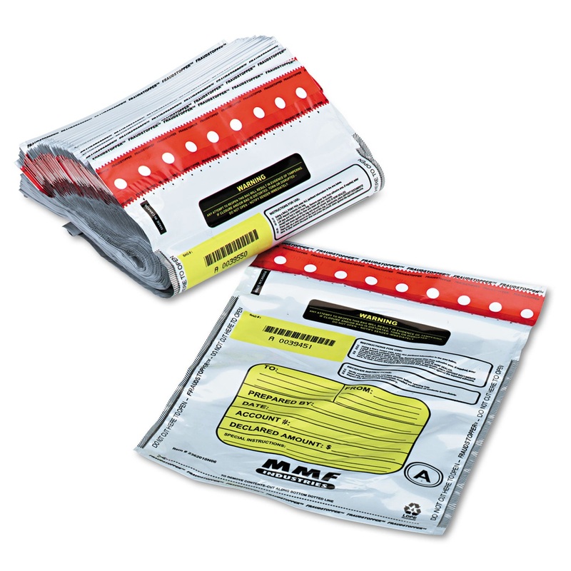 Tamper-Evident Deposit/cash Bags, Plastic, 9 X 12, White, 100 Bags/box