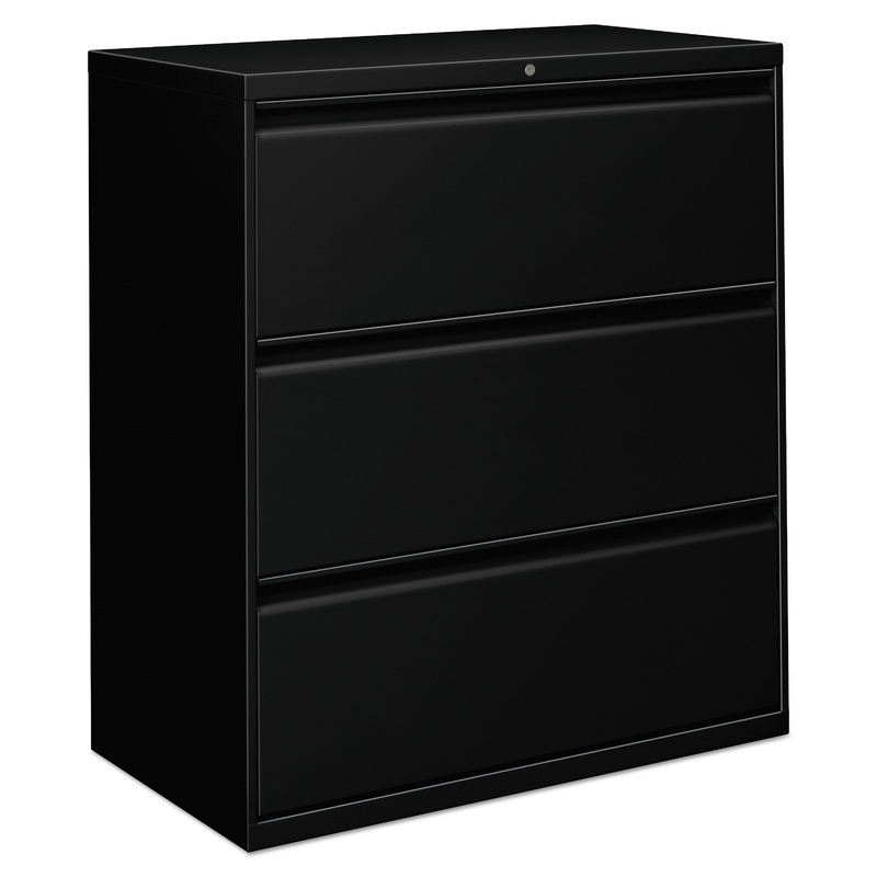 THREE-DRAWER LATERAL FILE CABINET, 36W X 18D X 39.5H, BLACK
