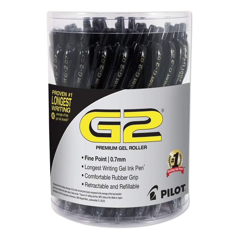 G2 PREMIUM RETRACTABLE GEL PEN, FINE 0.7MM, BLACK INK/BARREL, 36/PACK