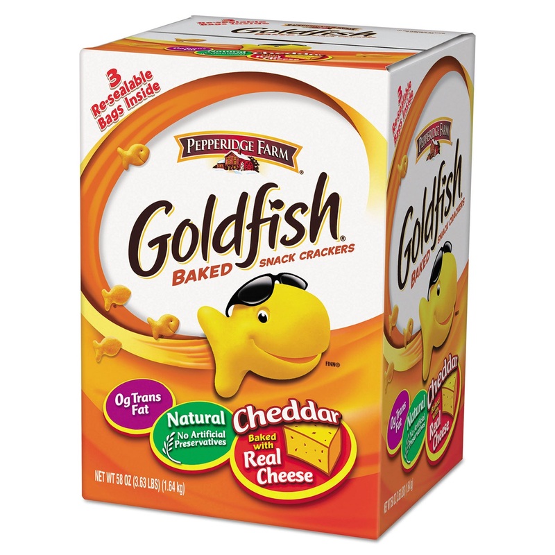 Goldfish Crackers, Baked Cheddar, 58 Oz Resealable Bag In Box