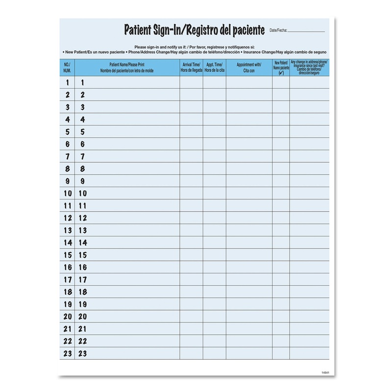 HIPAA LABELS, PATIENT SIGN-IN, 8.5 X 11, BLUE, 23/SHEET, 125 SHEETS/PACK